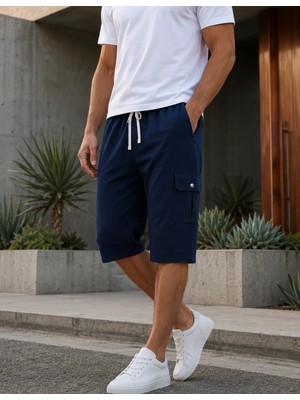 Organickid Bon Voyage Erkek Lacivert Kargo Cepli Short