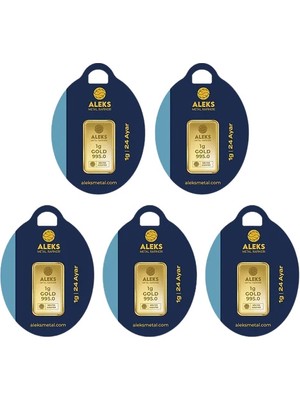 Aleks Metal Rafineri AgaKulche 24 Ayar 5 Adet 1 gr 995 AMR Külçe Altın