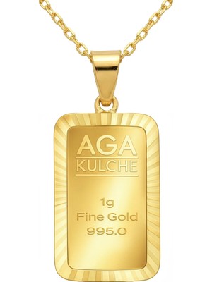 AgaKulche 1 gr Kalemli Altın Külçe Kolye