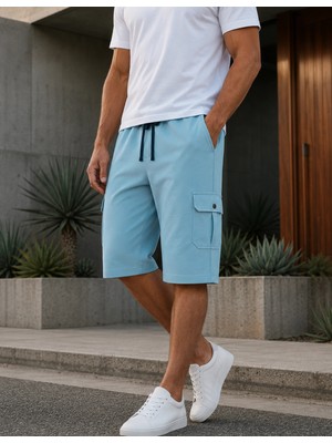 Organickid Bon Voyage Erkek Açık Mavi Kargo Cepli Short
