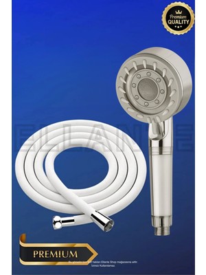 Ellante Turbo 5 Fonksiyonlu Filtreli Duş Başlığı Turbo El Duşu + Beyaz Pvc Duş Hortumu Duş Seti