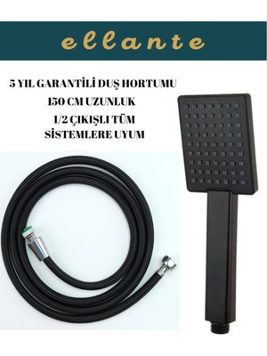 Ellante Kare Duş Başlığı Mat Siyah Siyah Kare Duş Başlığı Yüksek Kalite Mat Siyah Duş Seti