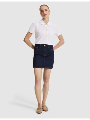 Pierre Cardin Kadın Saks Slim Fit Jean Etek 50324109-VR032