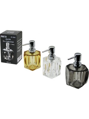 Hace Bazaar Tombul Kare - 4-Kalpli Gövde  Şeffaf - Renkli   Akrilik - Mika Kristal  Sıvı Sabunluk  220ML (4887)