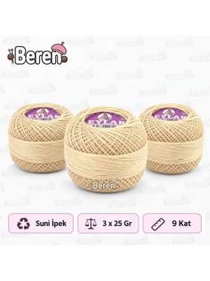 Leylak Suni Ipek Etamin ve Kaneviçe Ipliği - 2812 Bej - 9 KAT/25GR - 3 Adet -Seccade Yastık Nevresim Havlu Işleme