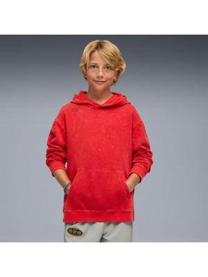 Puma x Sonic Relaxed Graphic Erkek Çocuk Kırmızı Kapüşonlu Sweatshirt