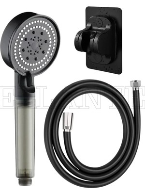 Ellante 5 Fonksiyonlu Filtreli Turbo Duş Başlığı Pvc Hortum Set Yapışkanlı Duş Mafsalı Yüksek Kalite
