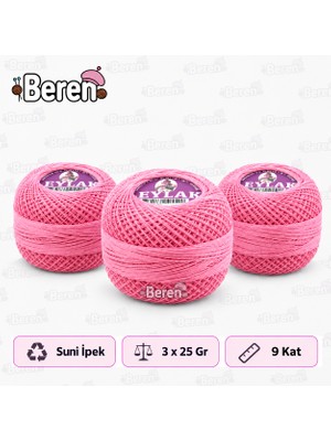 Leylak Suni Ipek Etamin ve Kaneviçe Ipliği - 8024 Pembe - 9 KAT/25GR - 3 Adet -Seccade Yastık Nevresim Havlu Işleme