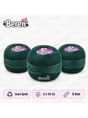 Leylak Suni Ipek Etamin ve Kaneviçe Ipliği - 8388 Petrol Yeşil - 9 KAT/25GR - 3 Adet -Seccade Yastık Nevresim Havlu Işleme