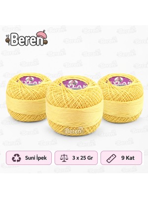 Leylak Suni Ipek Etamin ve Kaneviçe Ipliği - 1806 Sarı - 9 KAT/25GR - 3 Adet -Seccade Yastık Nevresim Havlu Işleme