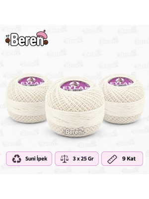 Leylak Suni Ipek Etamin ve Kaneviçe Ipliği - 4644 Beyaz - 9 KAT/25GR - 3 Adet -Seccade Yastık Nevresim Havlu Işleme