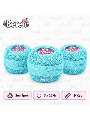 Leylak Suni Ipek Etamin ve Kaneviçe Ipliği - 1831 Turkuaz - 9 KAT/25GR - 3 Adet -Seccade Yastık Nevresim Havlu Işleme