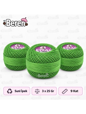 Leylak Suni Ipek Etamin ve Kaneviçe Ipliği - 4099 Yeşil - 9 KAT/25GR - 3 Adet -Seccade Yastık Nevresim Havlu Işleme