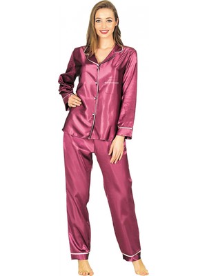 Hace Bazaar Modlive Mor Saten Pijama Takımı - 1613