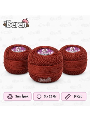 Leylak Suni Ipek Etamin ve Kaneviçe Ipliği - 1809 Kahverengi - 9 KAT/25GR - 3 Adet -Seccade Yastık Nevresim Havlu Işleme