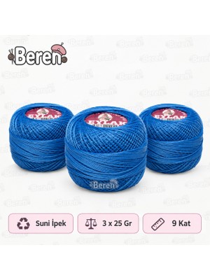 Leylak Suni Ipek Etamin ve Kaneviçe Ipliği - 1793 Mavi - 9 KAT/25GR - 3 Adet -Seccade Yastık Nevresim Havlu Işleme