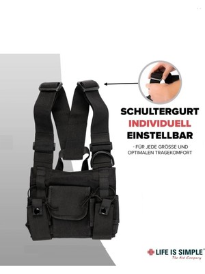 Mucize Lıfe Is Sımple Tech Wear Kablosuz Cihaz Için Göğüs Çantası, 3 Cepli Göğüs Taşıma Çantası, Telsiz Cihazı Çantası