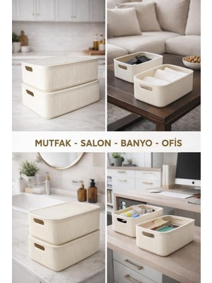 Okyanus Home Linea Smart Box Beyaz 4,5 Lt 2 Adet Kapaklı Çok Amaçlı Saklama Kutusu