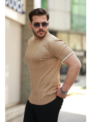 Janes Erkek Bisiklet Yaka Çizgi Desenli Ribanalı Kısa Kollu Tshirt
