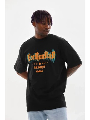 Janes Erkek Baskılı T-Shirt Kısa Kol Bisiklet Yaka Regular Fit Rahat Kalıp Günlük Tişört - Siyah
