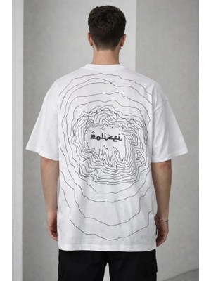 Janes Erkek Bisiklet Yaka Baskılı Kısa Kollu Tişört Streetwear Günlük Basic Pamuklu T-Shirt - Beyaz