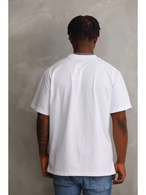 Janes Unisex Baskılı Oversize T-Shirt - Beyaz