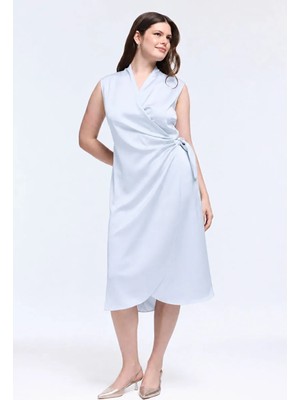 Love My Body Anvelop Bağlamalı Midi Saten Elbise A.mavi 124L9890000