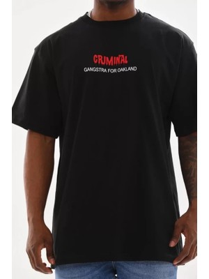 Janes Unisex Baskılı Oversize T-Shirt - Siyah
