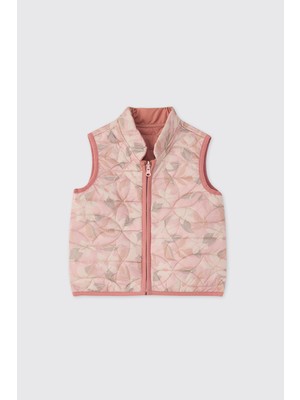 Panço Kız Çocuk Desenli Pembe Yelek