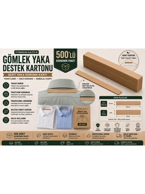 Orbak Kağıt Premium Kraft Gömlek Yaka Destek Kartonu 2,5x34,5 cm 500'lü | Gömlek Paketleme, Yaka Koruma ve Ambalaj Kartı