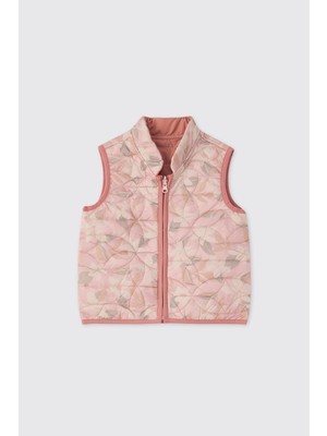 Panço Kız Bebek Desenli Pembe Yelek