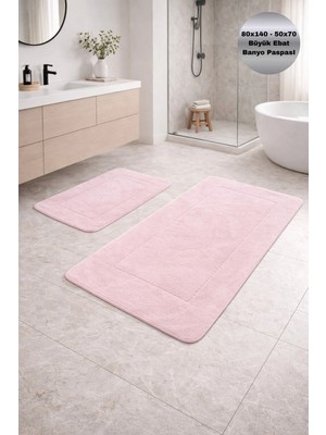 Modernsoft Arviano Pudra Deri ve Kaymaz Tabanlı Yumuşak Yüzeyli Modern Makinede Yıkanabilir Lüks Banyo Halısı