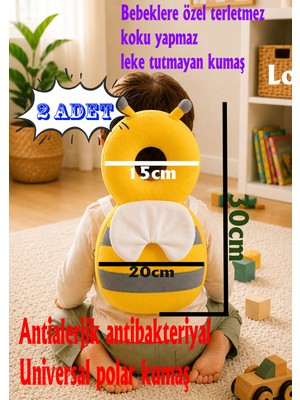 Teknor Bebek Baş Koruma Yastığı Arı Modeli ve Ilk Adımlar Için Düşme Önleyici Sırt Koruyucu (Sarı-Gri) 2 Adet
