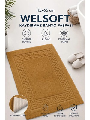 Coton Delux 45X65 cm Welsoft Kaydırmaz Banyo Paspası | Yumuşak Dokulu, Su Emici, Tabanı Kaymaz