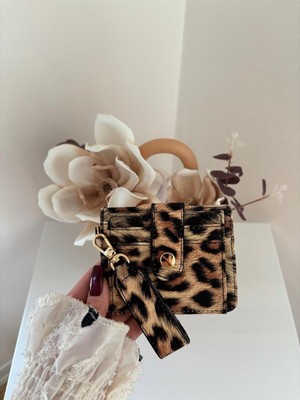 Laletto Bags Kadın Anahtarlık Detaylı Leopar Desenli Cüzdan