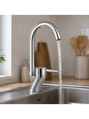 Badem10 Asus Serisi Mix Kuğu Lavabo Bataryası Krom Kaplama Tek Kumandalı Döner Başlıklı Lavabo Musluğu