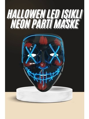 Işıklı LED Maske Parti Eğlence Maskesi Hallowen Neon Maske - NEXORA2301-2794