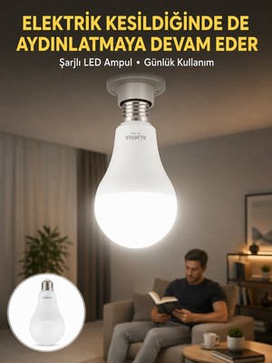 Acil Durumlar Için Şarjlı LED Ampul 6400K Soğuk Beyaz 30 Watt Yeni Nesil - NEXORA9214-4254