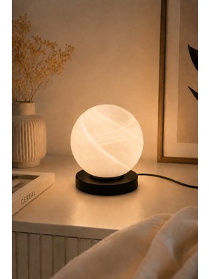 Eslight Cam Küre Masa Lambası Siyah Tabanlı Dekoratif Abajur Gece Lambası E195