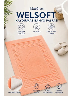 Coton Delux 45X65 cm Welsoft Kaydırmaz Banyo Paspası | Yumuşak Dokulu, Su Emici, Tabanı Kaymaz