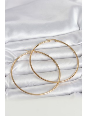 316L Çelik Gold Renk 70 mm Kadın Halka Küpe 5886 - NEXORA5323-4052