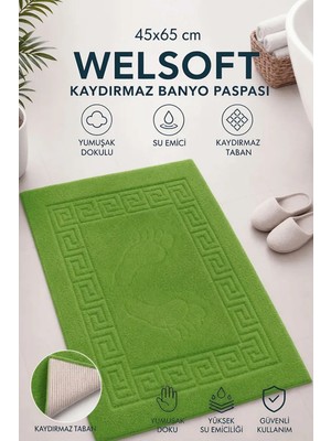Coton Delux 45X65 cm Welsoft Kaydırmaz Banyo Paspası | Yumuşak Dokulu, Su Emici, Tabanı Kaymaz
