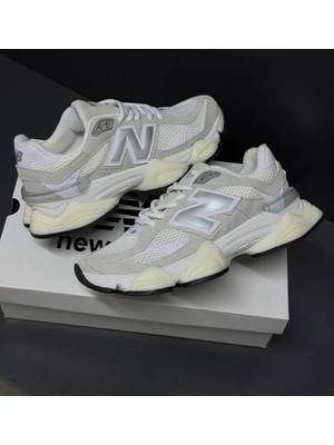 Evlium 9060 Unisex Beyaz / Gri Spor Ayakkabı - Yüksek Taban Konforlu Sneaker