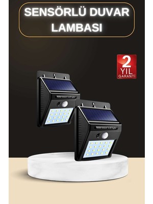 Bahçe Aydınlatma Sensörlü Güneş Enerjili Duvar Lambası 40 LED Işık - NEXORA4192-3071
