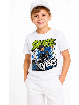 Skate Vibes %100 Pamuk Premium Kalite Erkek Çocuk Tişörtü