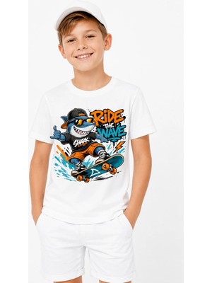 Ride The Wave %100 Pamuk Premium Kalite Erkek Çocuk Tişörtü