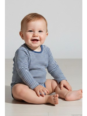 Breeze Erkek Bebek Çıtçıtlı Zıbın Body Çizgili 9 Ay-3 Yaş, Indigo