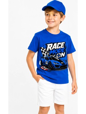 Race Mode On Yarış Arabası %100 Pamuk Premium Kalite Erkek Çocuk Tişörtü
