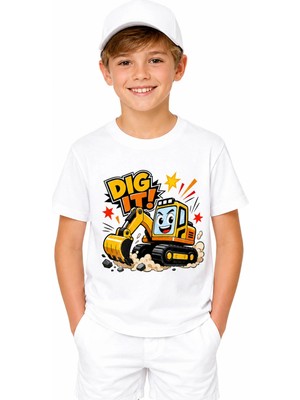 Dig It Kepçe Ekibi %100 Pamuk Premium Kalite Erkek Çocuk Tişörtü