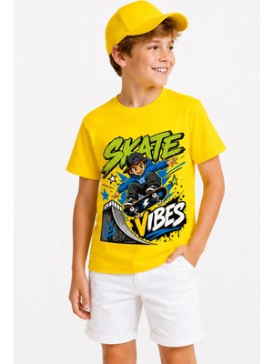 Skate Vibes %100 Pamuk Premium Kalite Erkek Çocuk Tişörtü